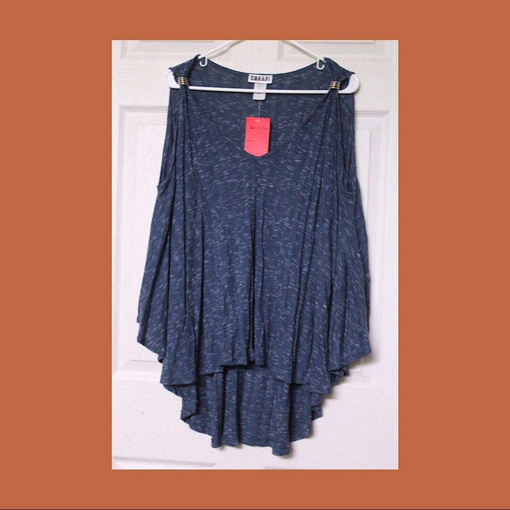 Blue short sleeve open shoulder top size 2x